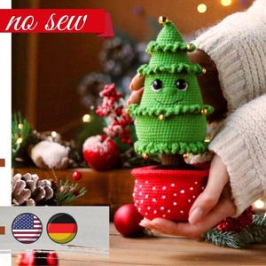 crochet christmas tree pattern in Eng/German. cute christmas tree crochet tutorial. DIY christmas gift. crochet christmas tree in the pot.