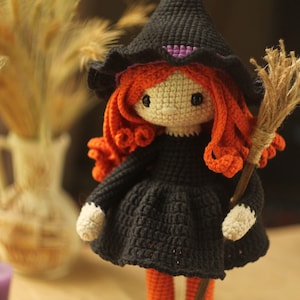 Modèle d'Halloween au crochet. Modèle de poupée amigurumi. modèle de poupée au crochet. Motif sorcière au crochet. Motif amigurumi. image 3