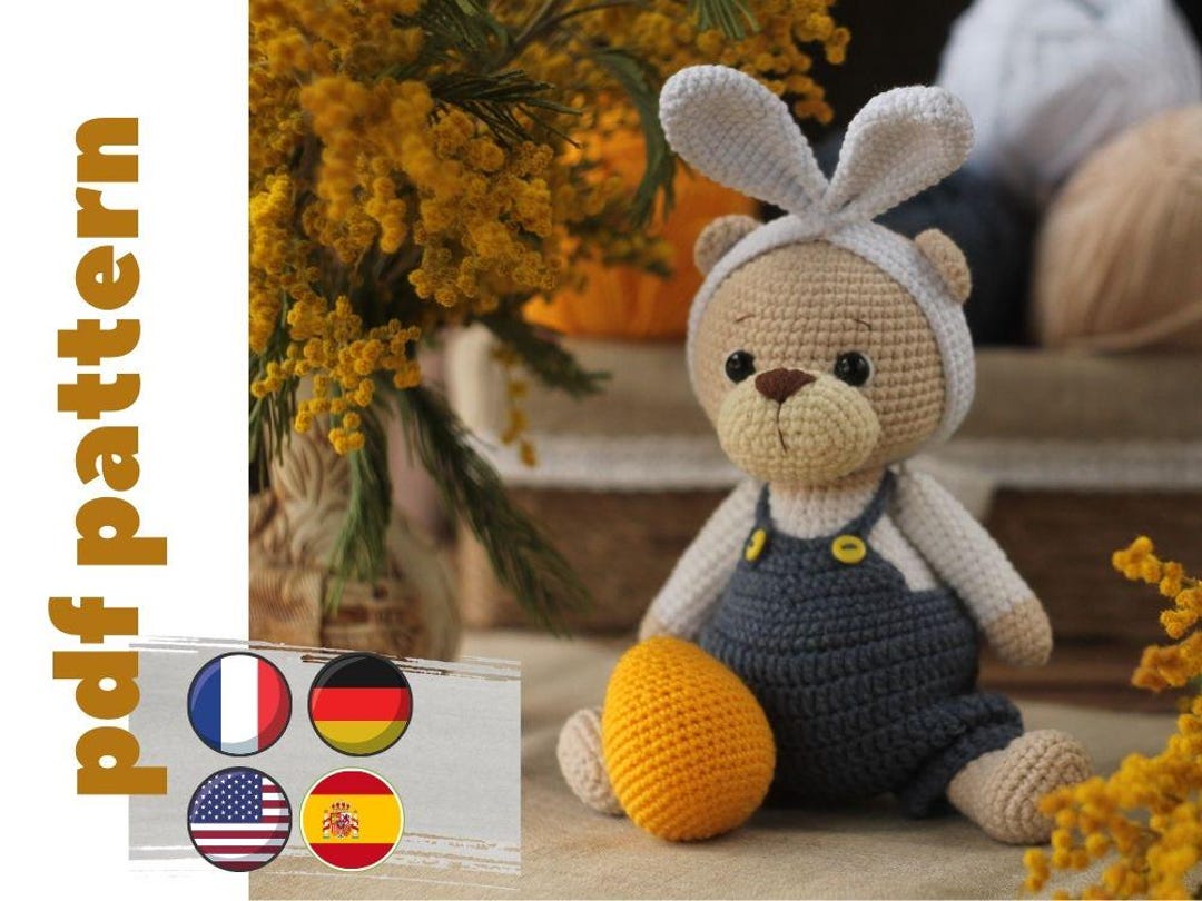 Crochet Bear Pattern in Eng/es/ger/fr. Easter Crochet Pattern. Cute ...