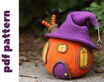 crochet pumpkin pattern. amigurumi pumpkin pattern. crochet pumpkin house. halloween crochet pattern. crochet halloween decor