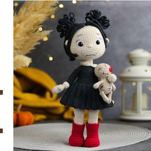 crochet vampire pattern. amigurumi crochet doll pattern in ENG. DIY halloween crochet toy. cute doll with crochet voodoo pattern PDF.