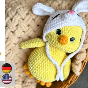 crochet chicken pattern in Eng/De. Amigurumi plush chicken. crochet easter chicken. easter crochet pattern plush toy. easy crochet pattern
