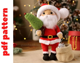 Crochet santa claus pattern. amigurumi pattern. crochet grandfather pattern. crochet christmas pattern. Crochet doll pattern.