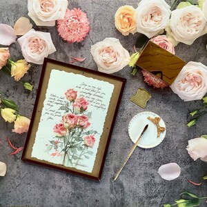 Unique Gift,holiday,customize,roses watercolor handmade paint by Vivi framed