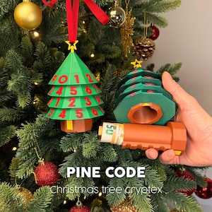 Pine Code, Money Gift Box: Christmas Tree Cryptex, 4-Digit Combination Lock