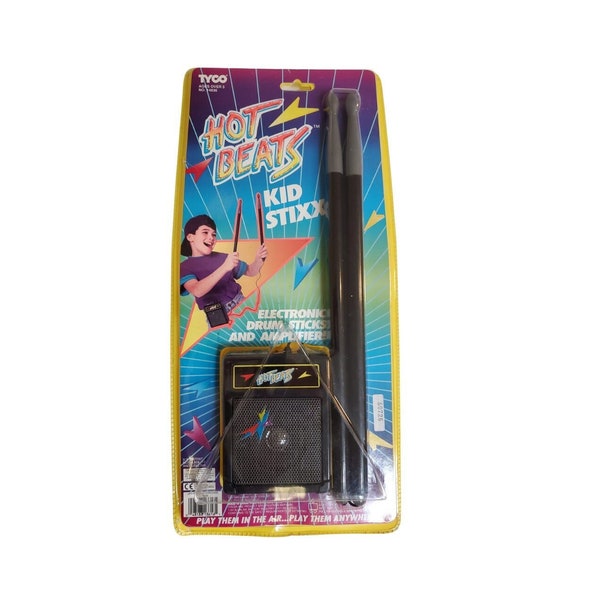 Vintage 1990s Handheld Electronic Drum Sticks Game, Vintage Tyco Handheld Music Game with Amplifier, Sealed/New - handheld electronic toy