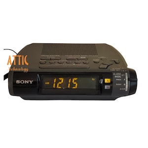 Vintage 1990s Sony Dream Machine Alarm Clock Radio, Rare Orange LED, ICF-C253, 1990s Sony Black Clock Radio, Tested, Great Condition