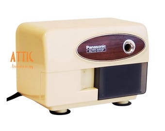 Vintage Panasonic Woodgrain Electric Pencil Sharpener, Desktop Suction Cups, TESTED, Great Condition, RARE 90s Panasonic Electric Sharpener