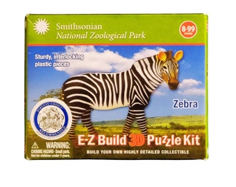 Zebra Miniature 3D Puzzle, The Smithsonian National Zoo Collectible, Like New Sealed (miniature zebra toy gift, thinking toy, animal decor)