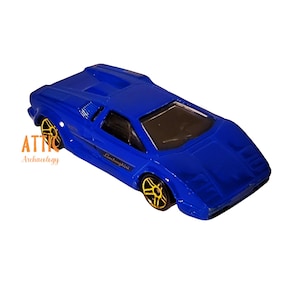 Vintage Hot Wheels Diecast Blue Lamborghini Countach, Great Condition, Original 1990s Hot-Wheels Die-Cast Lamborghini, Diecast Blue Lambo