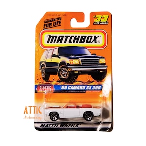 Vintage 2000s Hot Wheels Diecast Chevy Camaro, Sealed, 1:64 Diecast Convertible 1969 Camaro, Diecast Vintage White Camaro