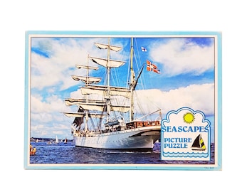 1980s Old Ship Jigsaw Puzzle, NEW, Sealed, 500 Piece, Vintage Seascapes Jigsaw Puzzle -nautical decor puzzle, vintage sea gift decor