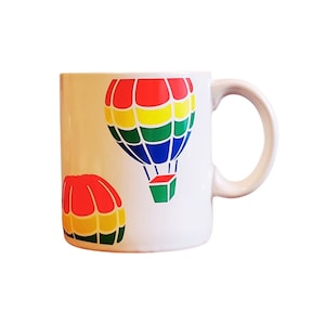 Vintage 1980s FTD Hot Air Balloon Coffee Mug, Like New (vintage world explorer traveler decor, travel coffee person, boho, coffee shop decor
