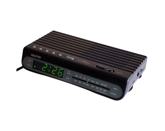 Vintage Sanyo Alarm Clock Radio, Digital Green LED, Tested