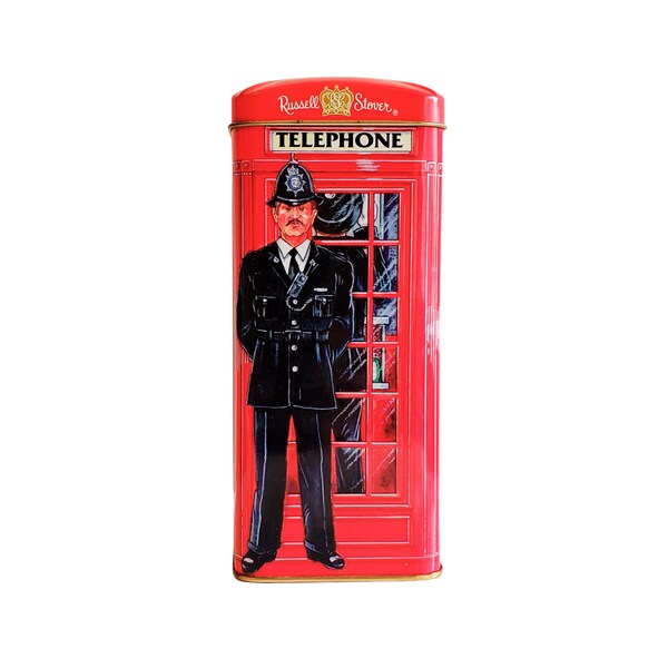 Vintage London Public Phone/Red Phone Booth Tin Box Money Bank, Great Condition (English public phone coin bank, British/London decor/room