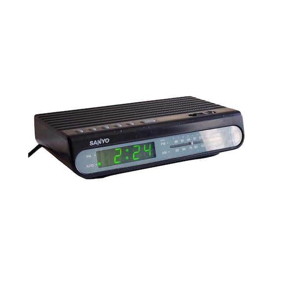 Vintage Sanyo Alarm Clock Radio, Digital Green LED, Tested