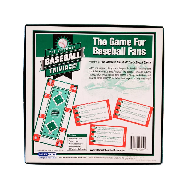 2000s the Ultimate Baseball Trivia Board Game, by Outset, Excellent