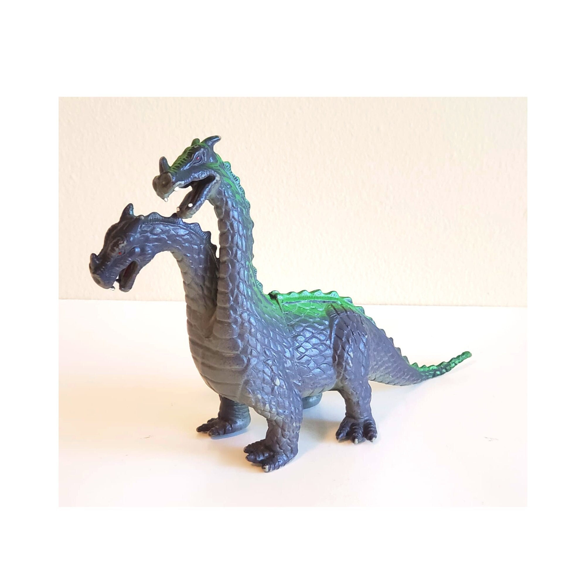 Vintage 2000s Two-headed Dragon Figure, by AAA, Soft Vinyl