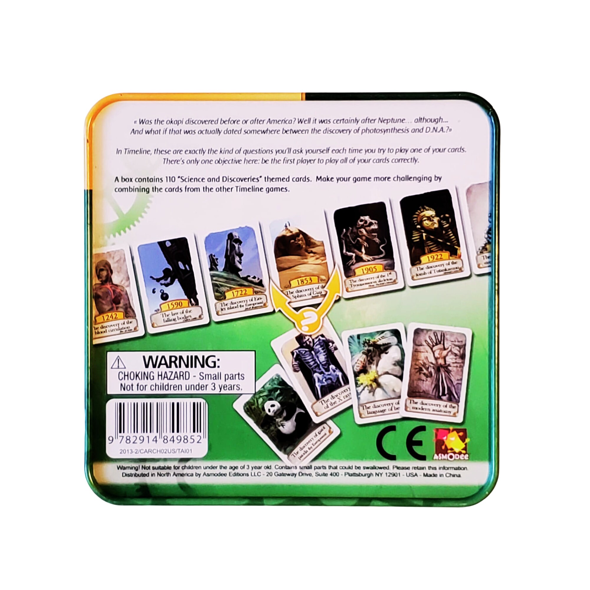 Timeline Card Game, Science & Discoveries, Tin Travel Edition, Like New
