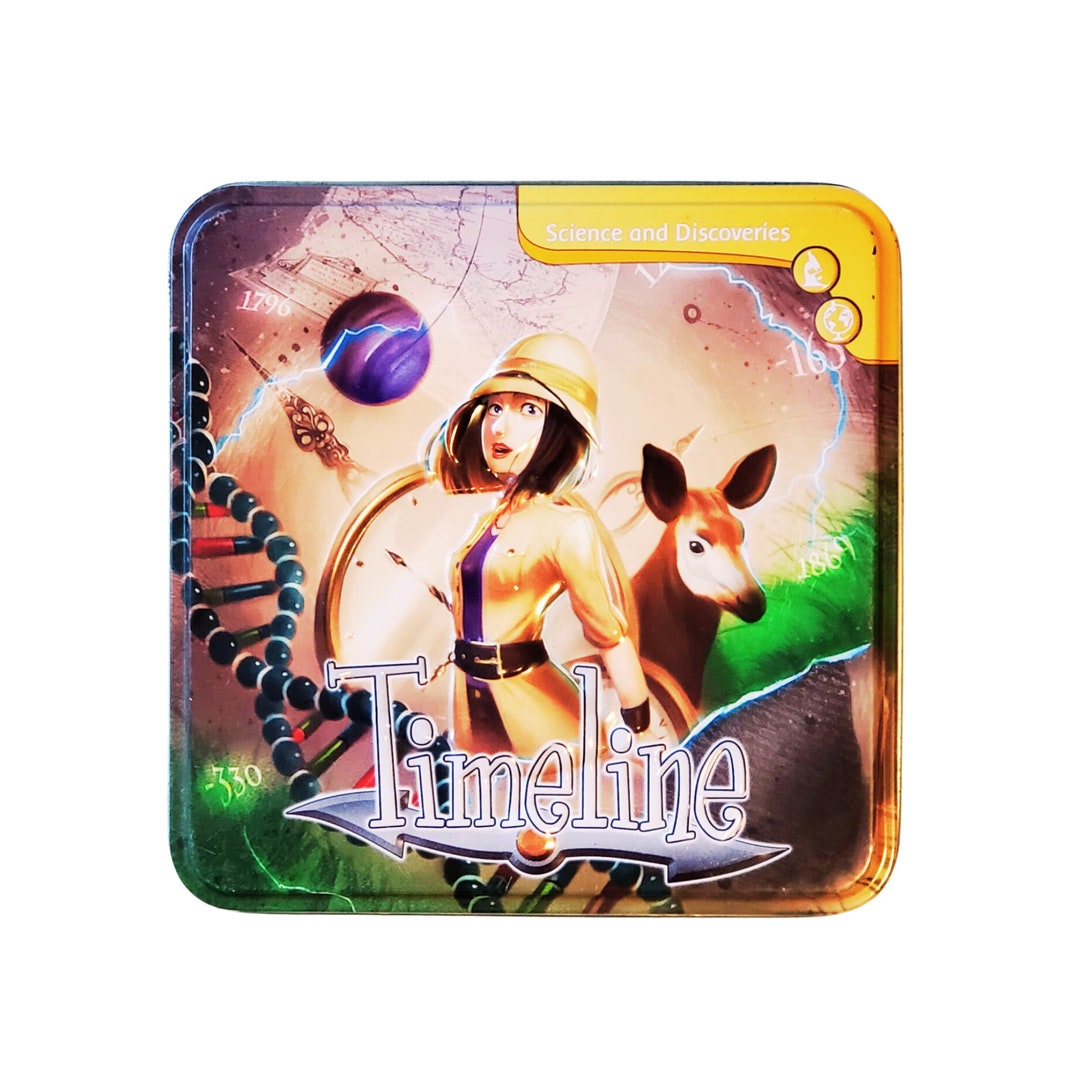 Timeline Card Game, Science & Discoveries, Tin Travel Edition, Like New