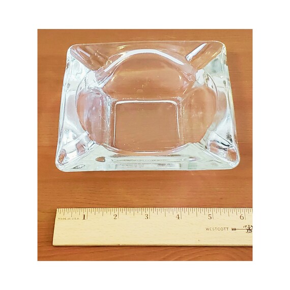 Vintage Large Glass Ashtray, Square/round, 6