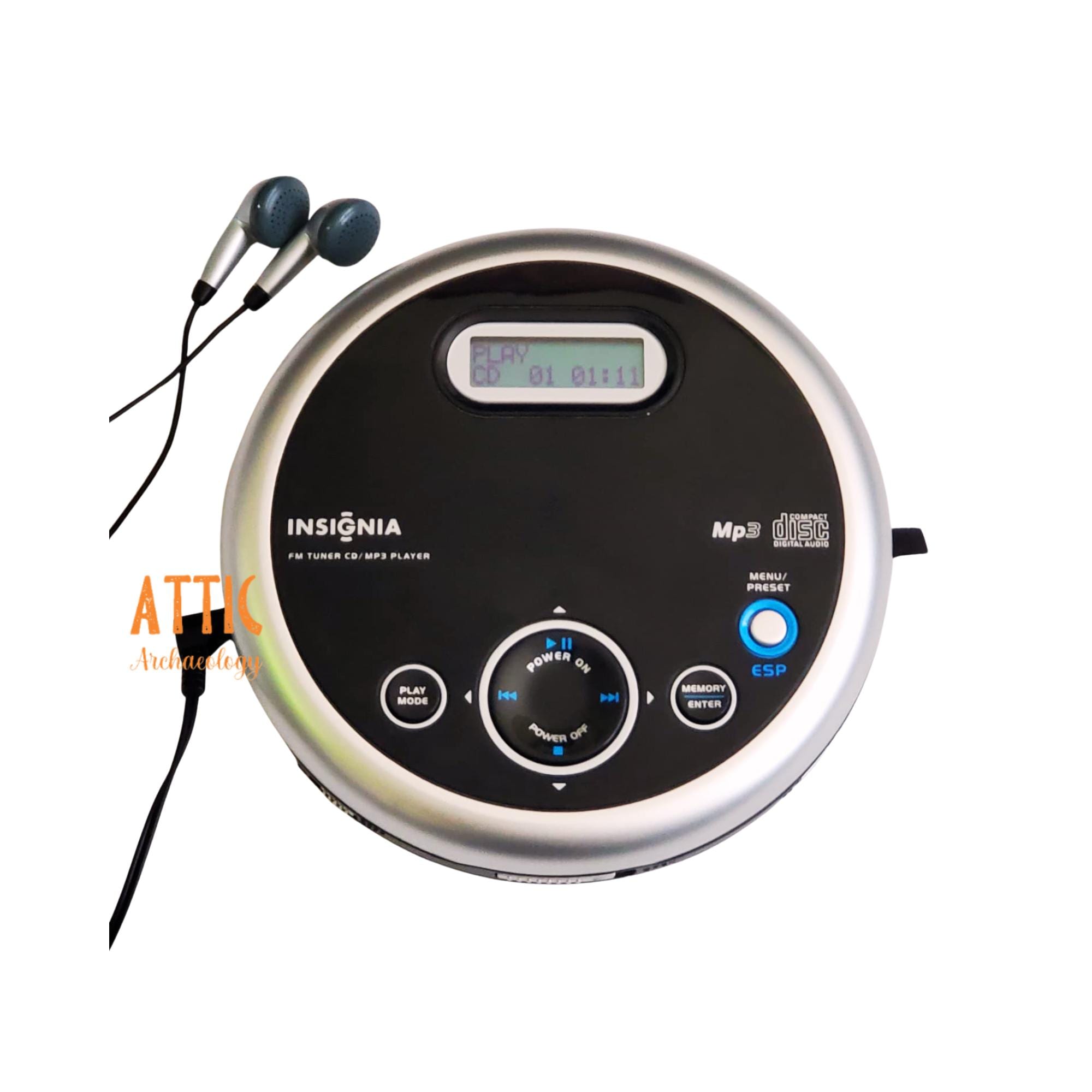 2000s Insignia Portable CD Player, Insignia Discman, Black