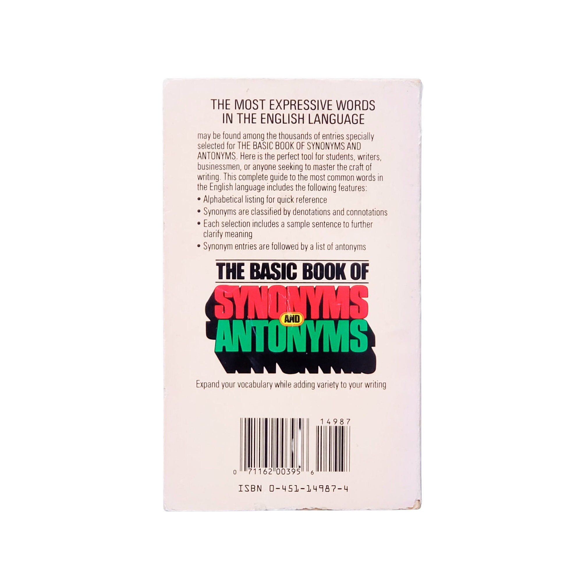 The Basic Book of Synonyms and Antonyms, by Lawrence