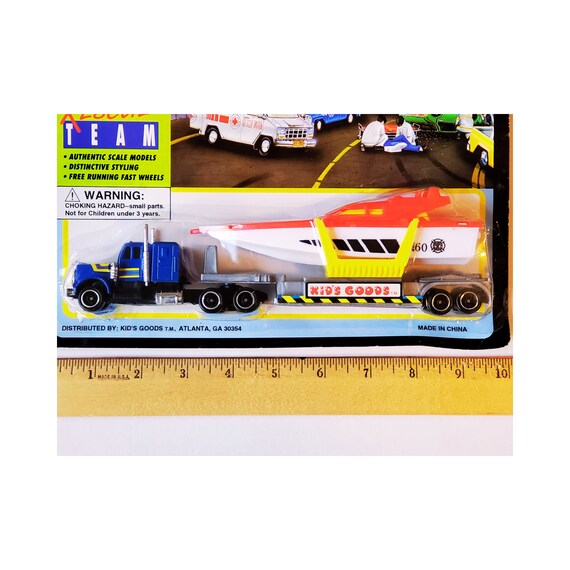 Vintage 1990s Diecast Semi Truck Boat Hauler Diecast Truck Boat Trailer Like New 1990s Diecast Blue Truck With Plastic Boat and Trailer Etsy