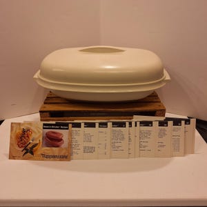 Vintage 1980s -- Microwave Vegetable Steamer -- Rice Steamer -- Almond -- 1273-6 -- 1274-8 -- 1275-6 -- With Recipe Cards