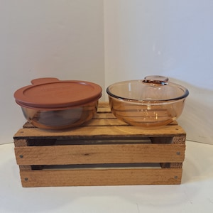 Vintage 1980s -- Visions -- Corning U.S.A. -- Amber -- Grab It Bowl -- V-150-B