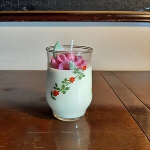 5oz Sea Salt and Orchid with 3D Black Sea flower in vintage glass with roses