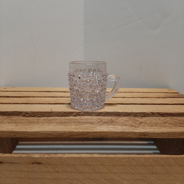 Vintage 1930s -- Small Hobnail Glass Mug -- Clear Glass -- Toothpick holder -- Shotglass
