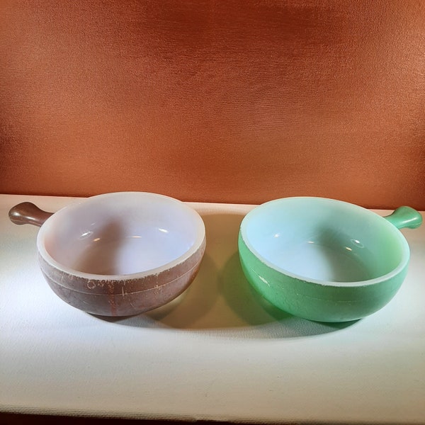 1950s Glasbake J-314 small handled Soup Bowls