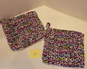 Handmade Crochet Cotton Hot Pads -- Set of 2