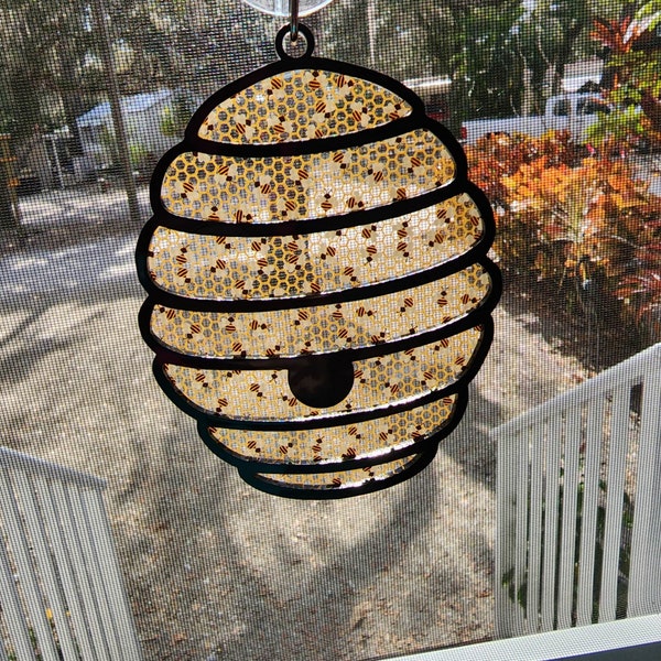 Acrylic Bee Hive Suncatcher