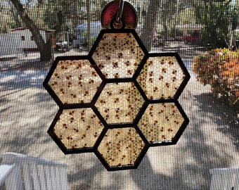 Acrylic Honeycomb Bee Suncatcher