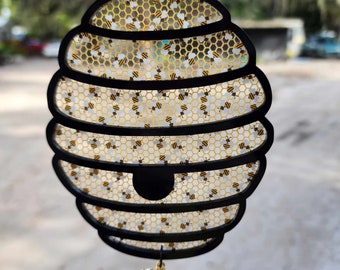 Acrylic Bee Hive Suncatcher WITH BEE