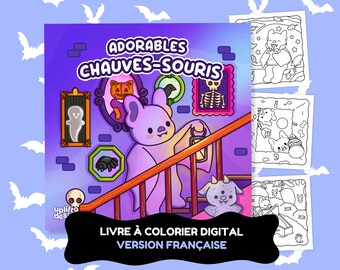 French version DIGITAL coloring book Spooky Bats. Cozy relaxing coloring pages Halloween & fall theme for adults | 40 printable pages