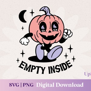 Cute Spooky Pumpkin face SVG, hello fall halloween png, trick or treat rubberhose clipart