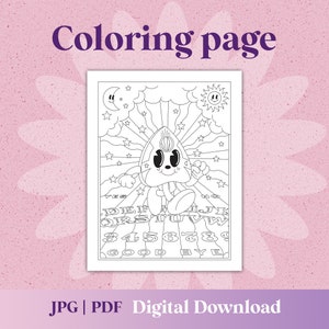 Single printable coloring page - Spooky cute planchette, halloween season, pastel goth aesthetic