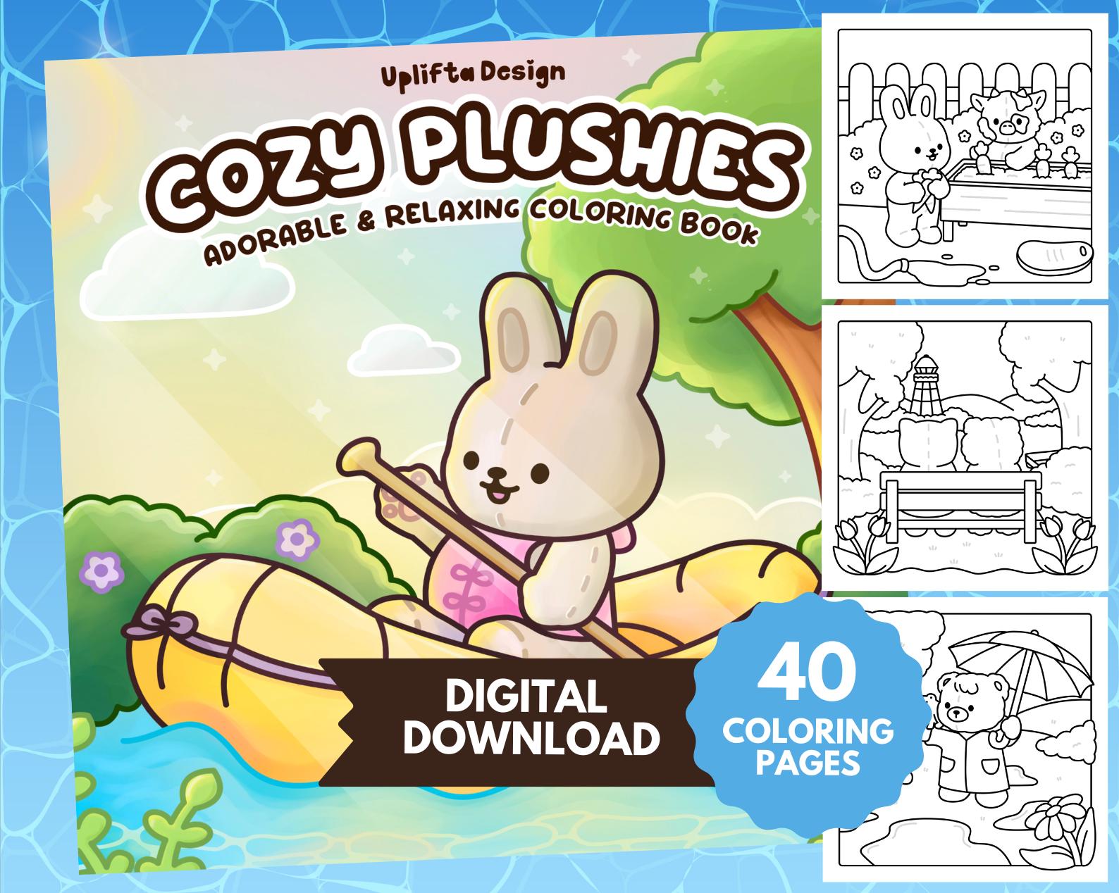 Cozy Plushies Libro de colorear digital para adultos | 40 páginas de animales adorables para iPad e impresión en casa