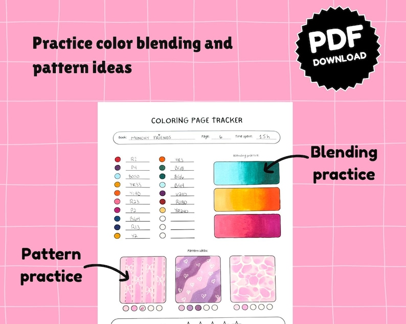 Light Pattern Tracker Coloring Companion: Page Tracker, Swatch Template and Marker Blending ...