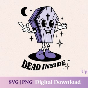 棺桶の中のかわいい魔女の骸骨 svg、ホラー映画の svg、中に死体がある png クリップアート