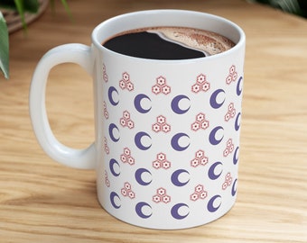 Taza de café Lord Dog Demon Flowers and Moon, taza de café anime, taza de café anime 11 oz