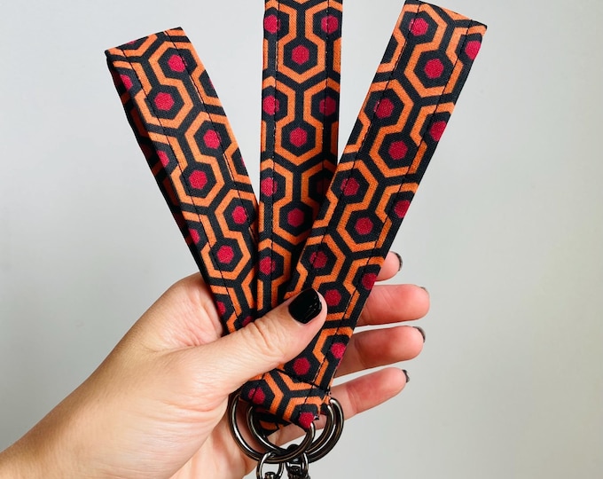 The Shining Carpet Wristlet Keychain, Bag Charm, The Overlook Hotel Key Fob, Horror Gift