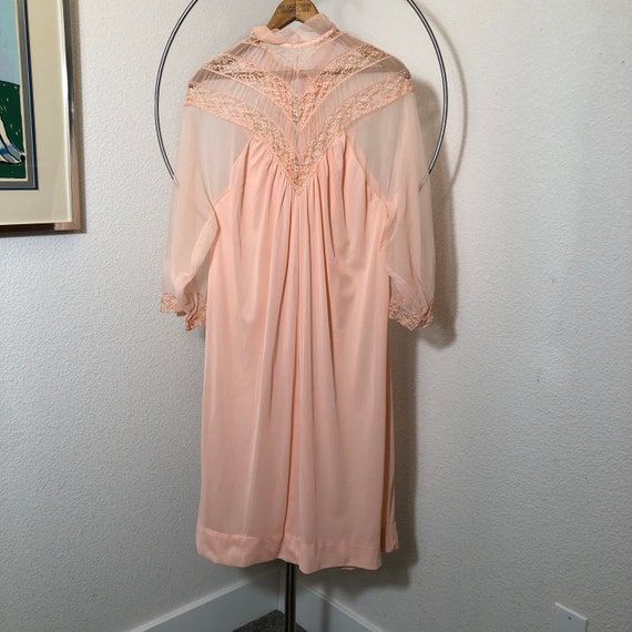 Vintage Peach Romantic Lace Chiffon Robe Housedre… - image 2