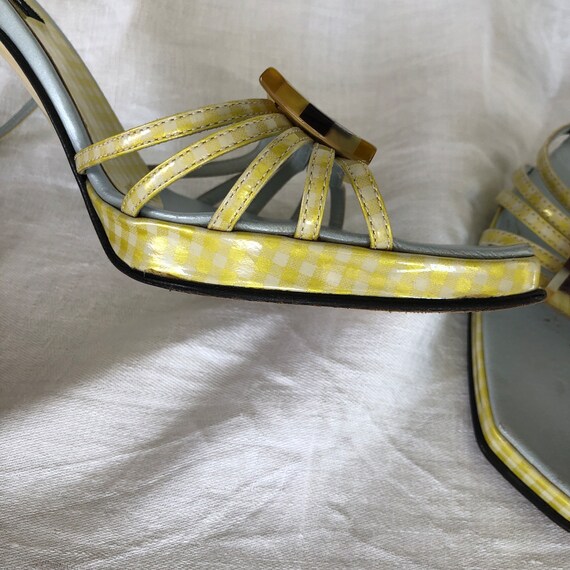 Vintage 60s Italian Lucite Heel Yellow Plaid or G… - image 3