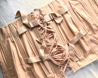 Vintage Peachy Pink Corset Bustier Lace Up - 26-32” Waist