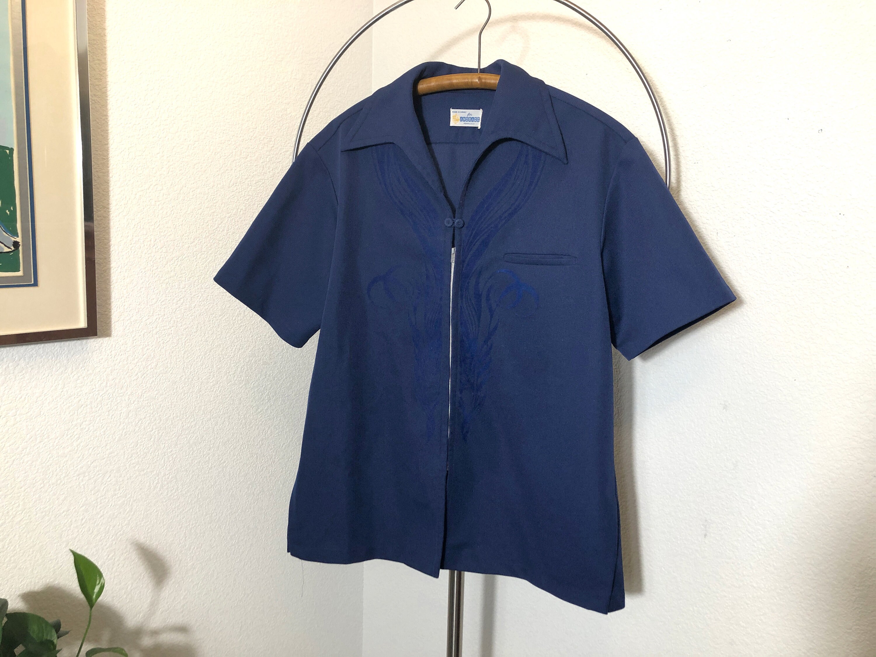 ビンテージアロハシャツ 50s Andrade 50's Andrade Silk Hawaiian shirt made in Hawaii 【XL位】 50