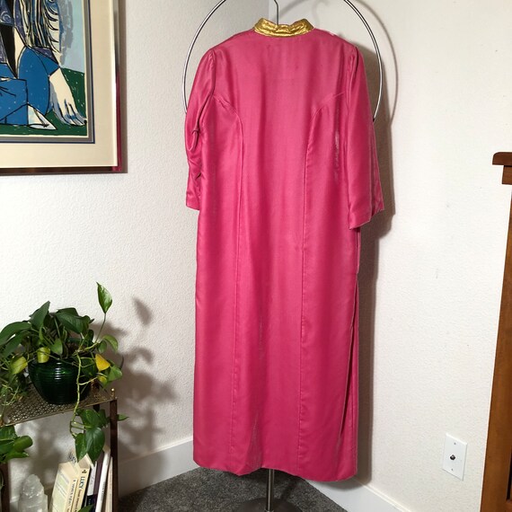 Vintage 60s Glam Pink Velvet Robe Hostess Gown Me… - image 6